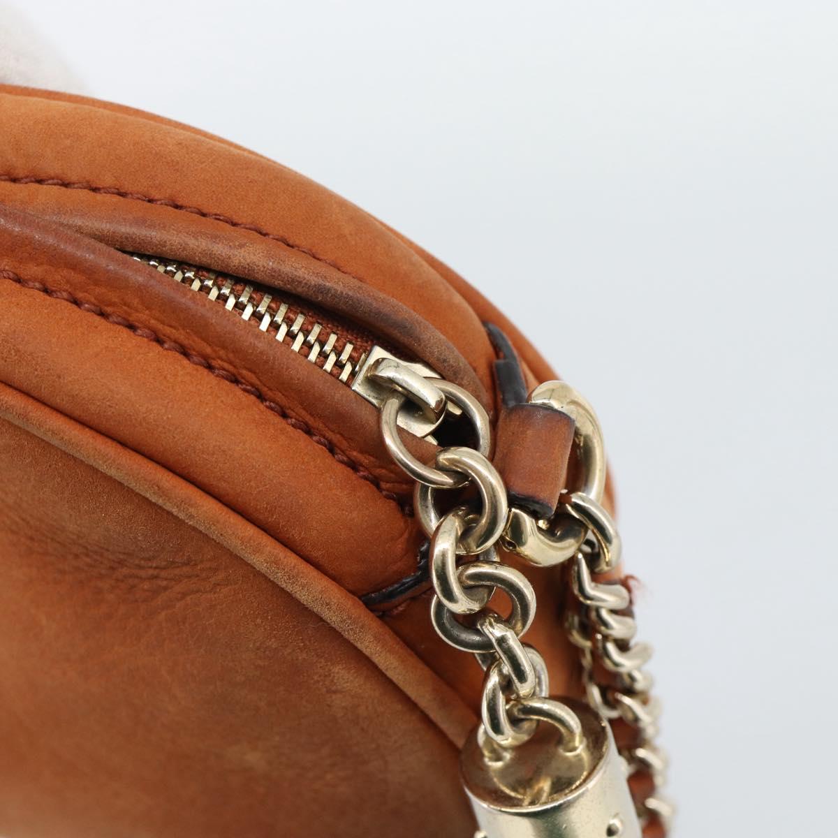 GUCCI Mini Soho Chain Shoulder Bag Leather Brown Gold 353965 Auth ka5070