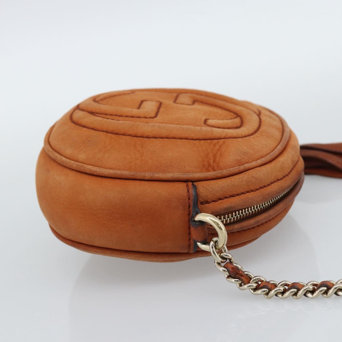 GUCCI Mini Soho Chain Shoulder Bag Leather Brown Gold 353965 Auth ka5070