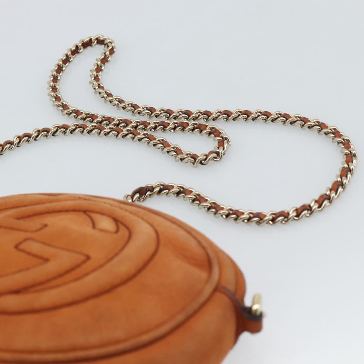 GUCCI Mini Soho Chain Shoulder Bag Leather Brown Gold 353965 Auth ka5070
