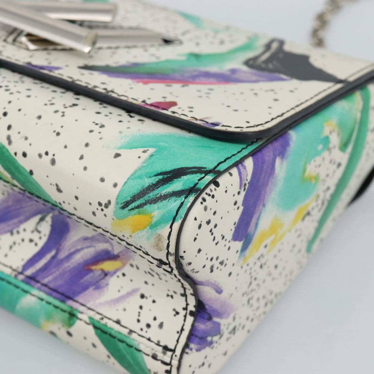 LOUIS VUITTON Twist MM Shoulder Bag Leather White Silver M53857 LV Auth ka5071M