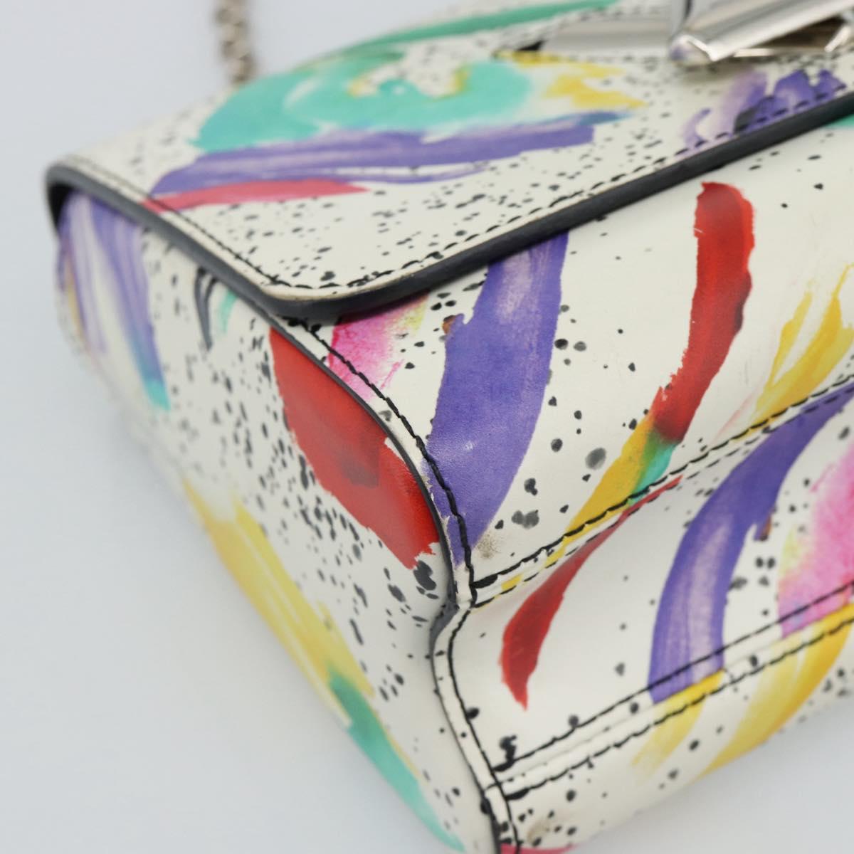 LOUIS VUITTON Twist MM Shoulder Bag Leather White Silver M53857 LV Auth ka5071M
