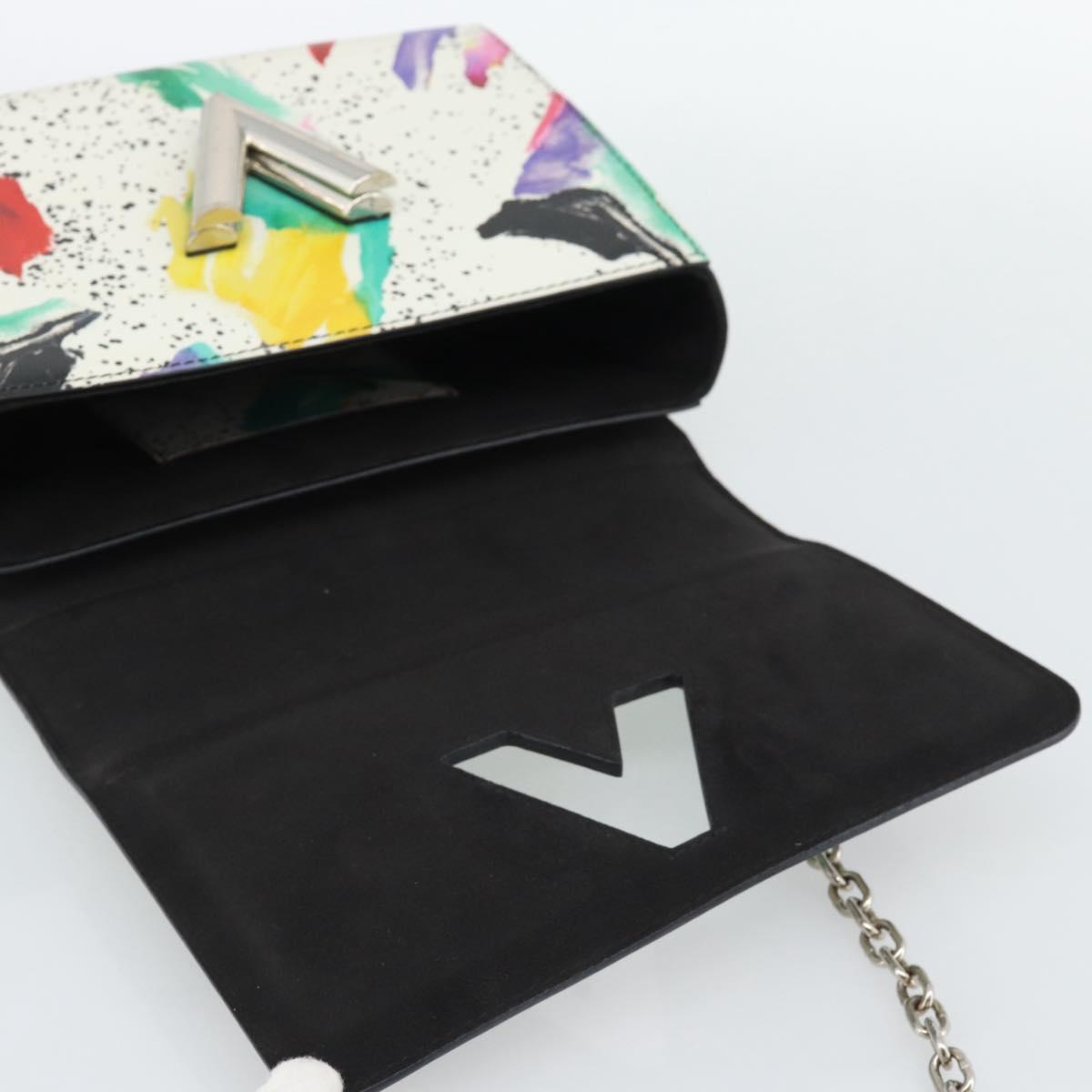 LOUIS VUITTON Twist MM Shoulder Bag Leather White Silver M53857 LV Auth ka5071M
