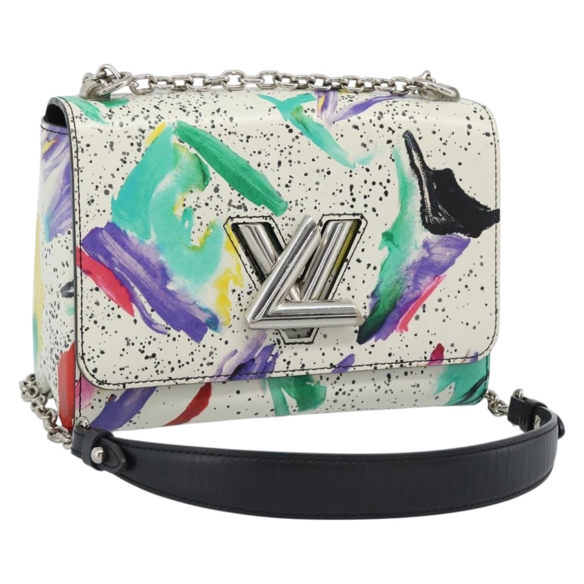 LOUIS VUITTON Twist MM Shoulder Bag Leather White Silver M53857 LV Auth ka5071M