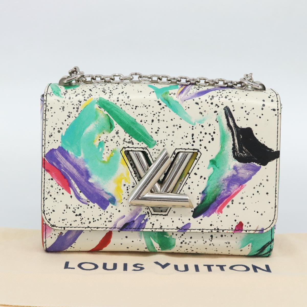 LOUIS VUITTON Twist MM Shoulder Bag Leather White Silver M53857 LV Auth ka5071M