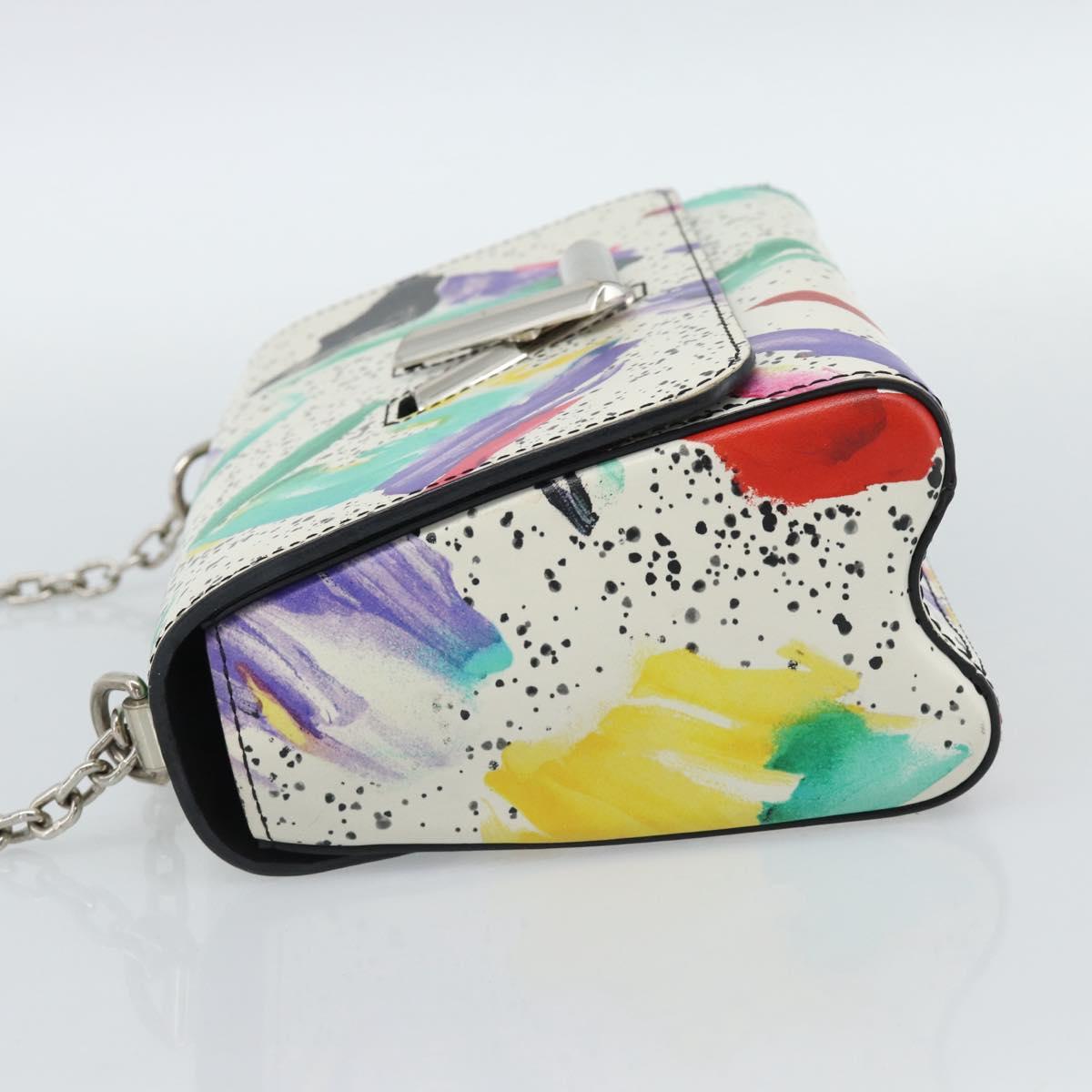 LOUIS VUITTON Twist MM Shoulder Bag Leather White Silver M53857 LV Auth ka5071M
