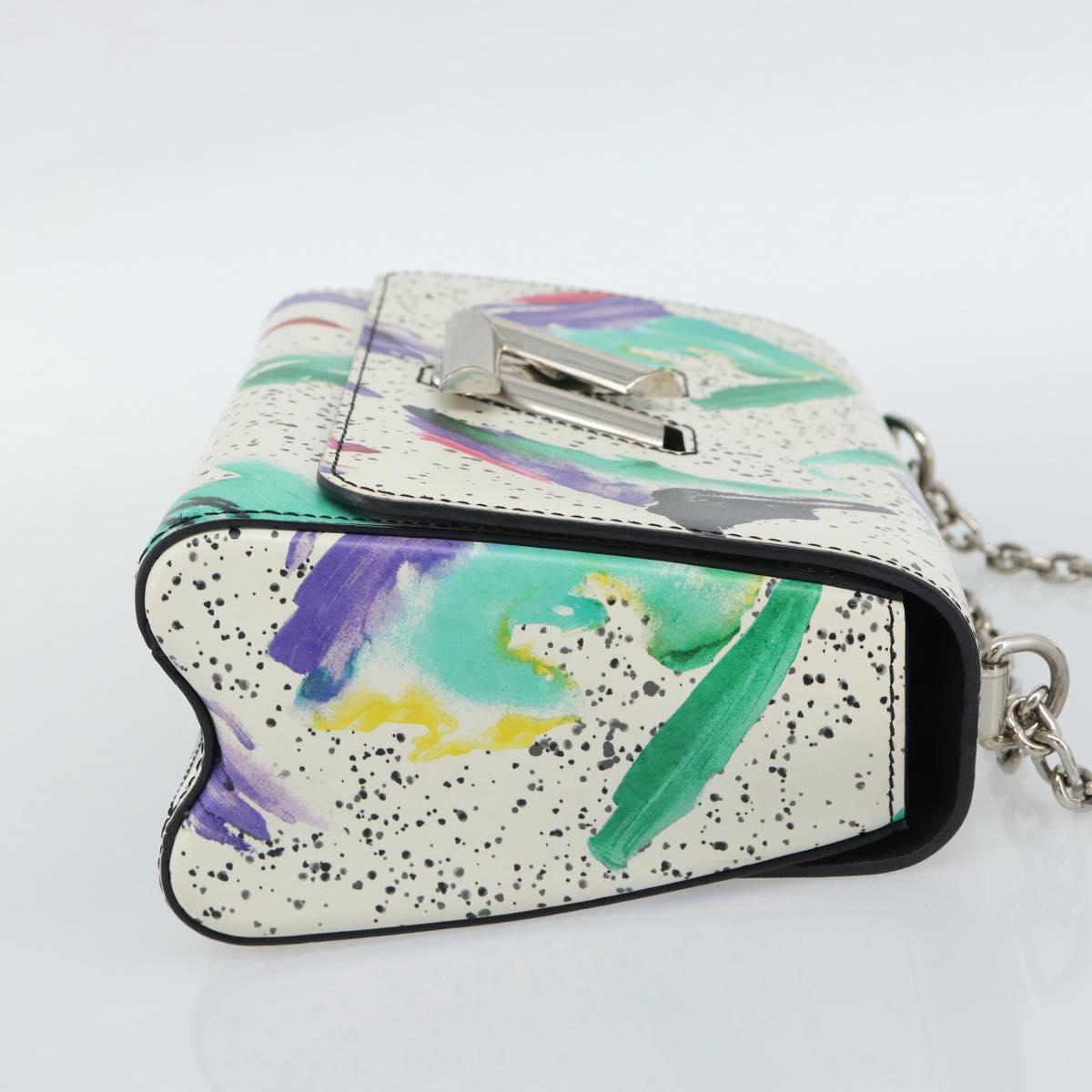 LOUIS VUITTON Twist MM Shoulder Bag Leather White Silver M53857 LV Auth ka5071M