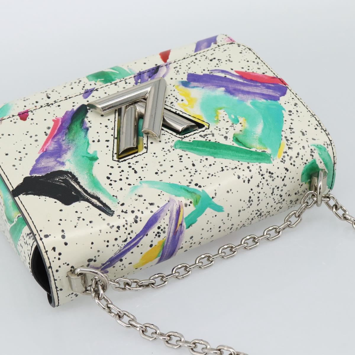 LOUIS VUITTON Twist MM Shoulder Bag Leather White Silver M53857 LV Auth ka5071M