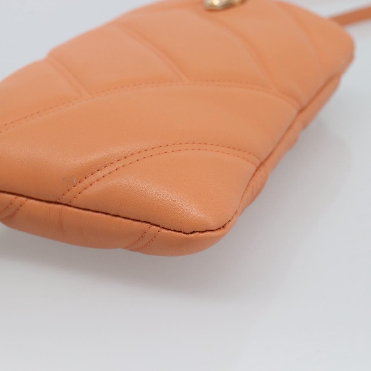 BVLGARI Shoulder Bag Leather Orange Gold Auth ka5074M
