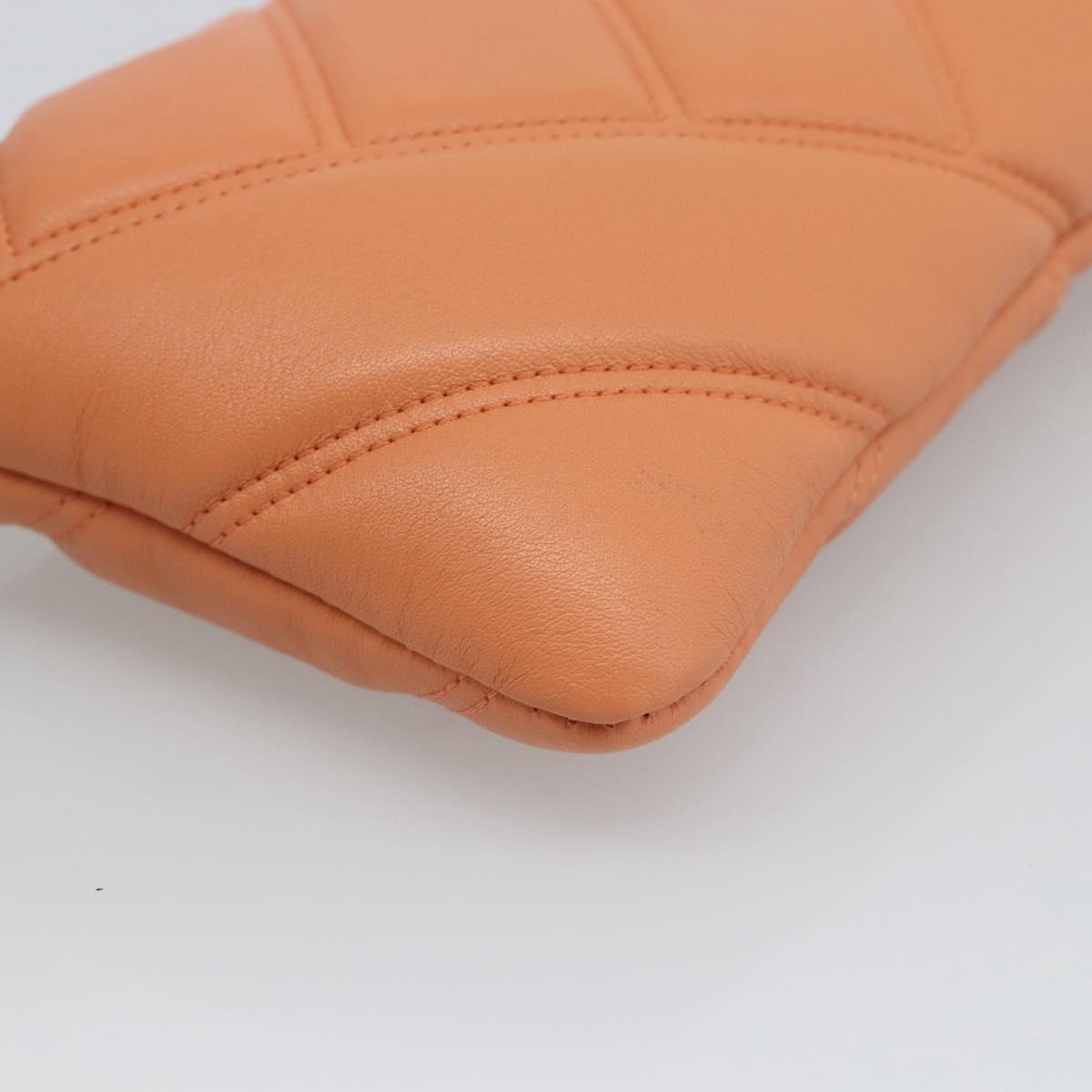 BVLGARI Shoulder Bag Leather Orange Gold Auth ka5074M