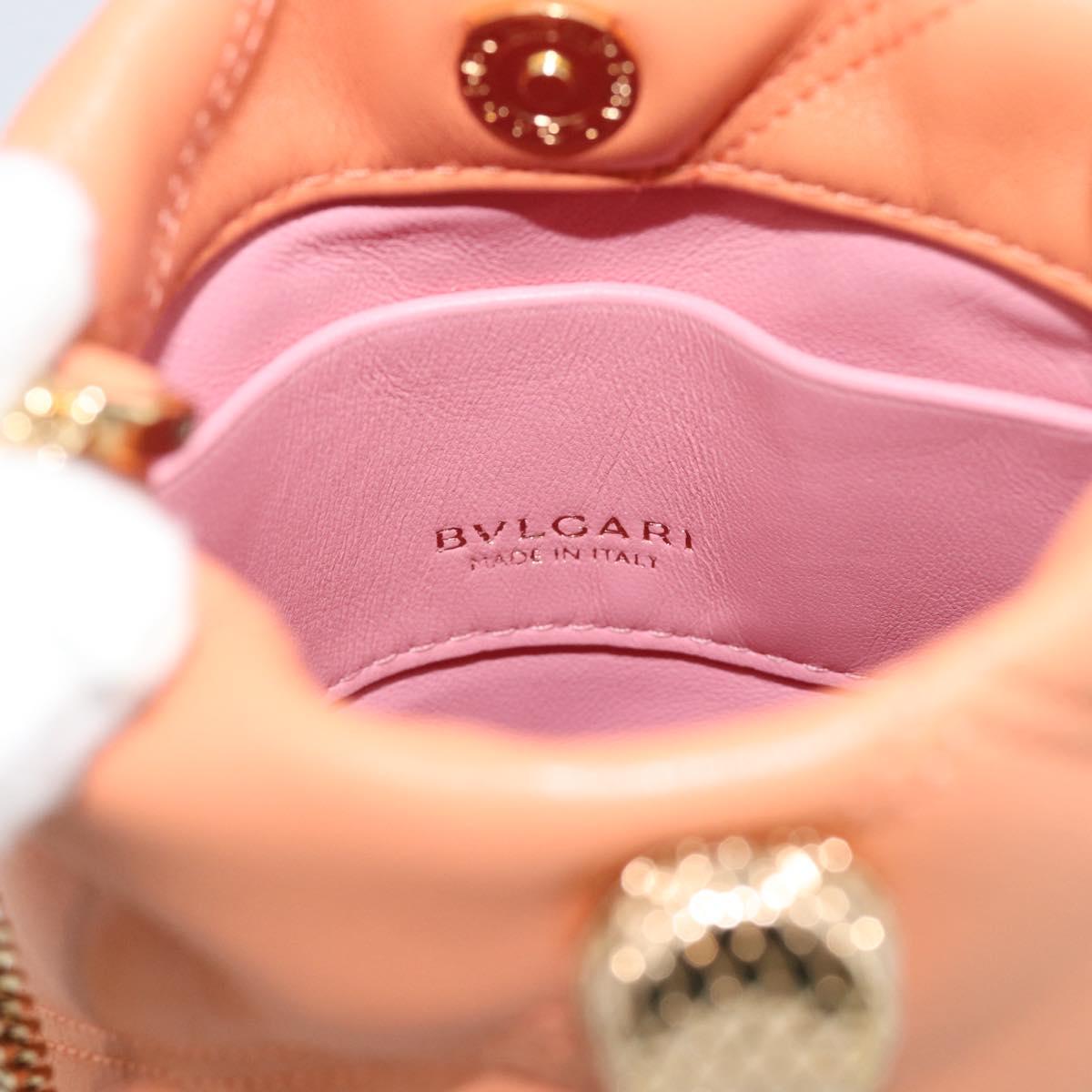 BVLGARI Shoulder Bag Leather Orange Gold Auth ka5074M