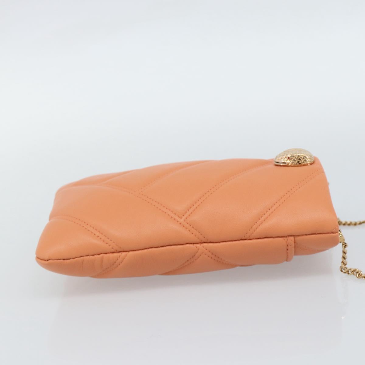 BVLGARI Shoulder Bag Leather Orange Gold Auth ka5074M