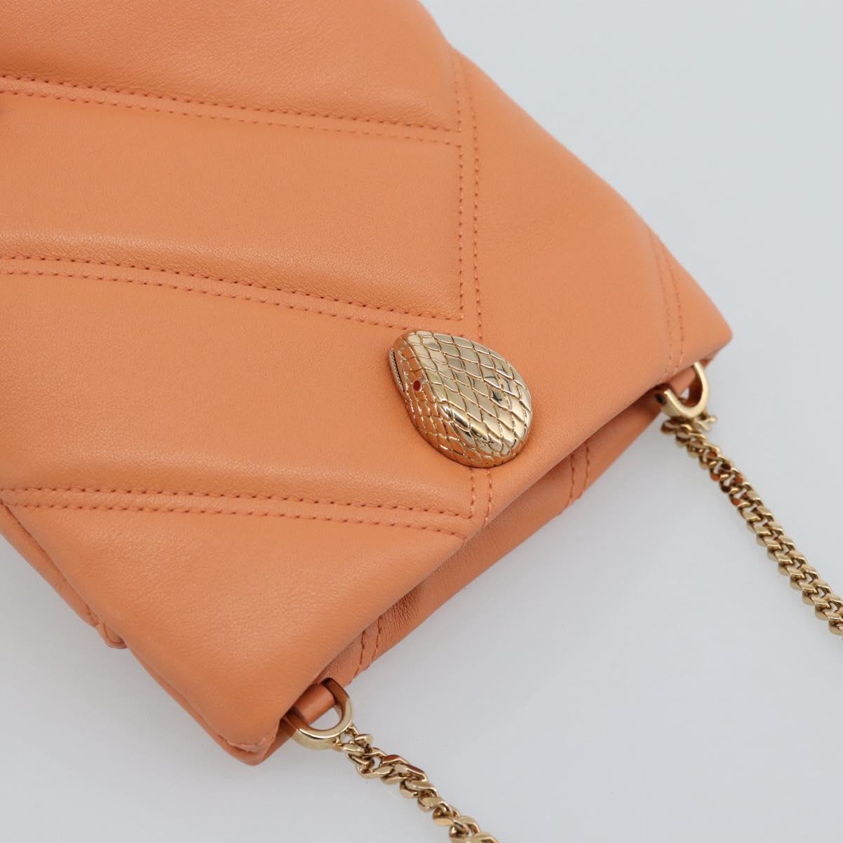 BVLGARI Shoulder Bag Leather Orange Gold Auth ka5074M