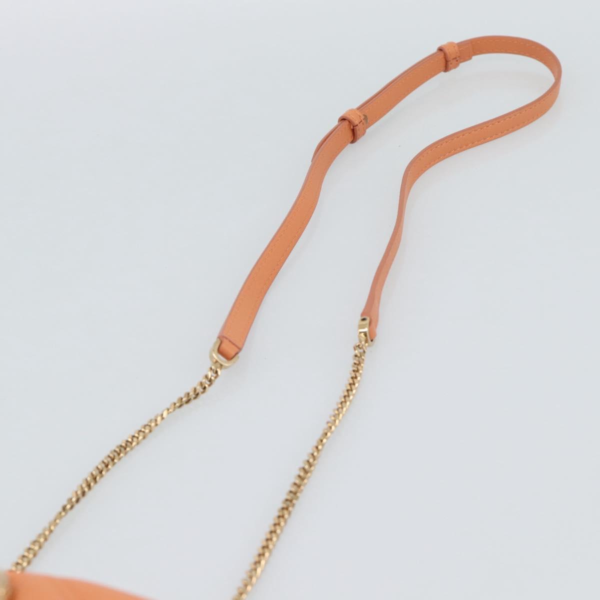 BVLGARI Shoulder Bag Leather Orange Gold Auth ka5074M