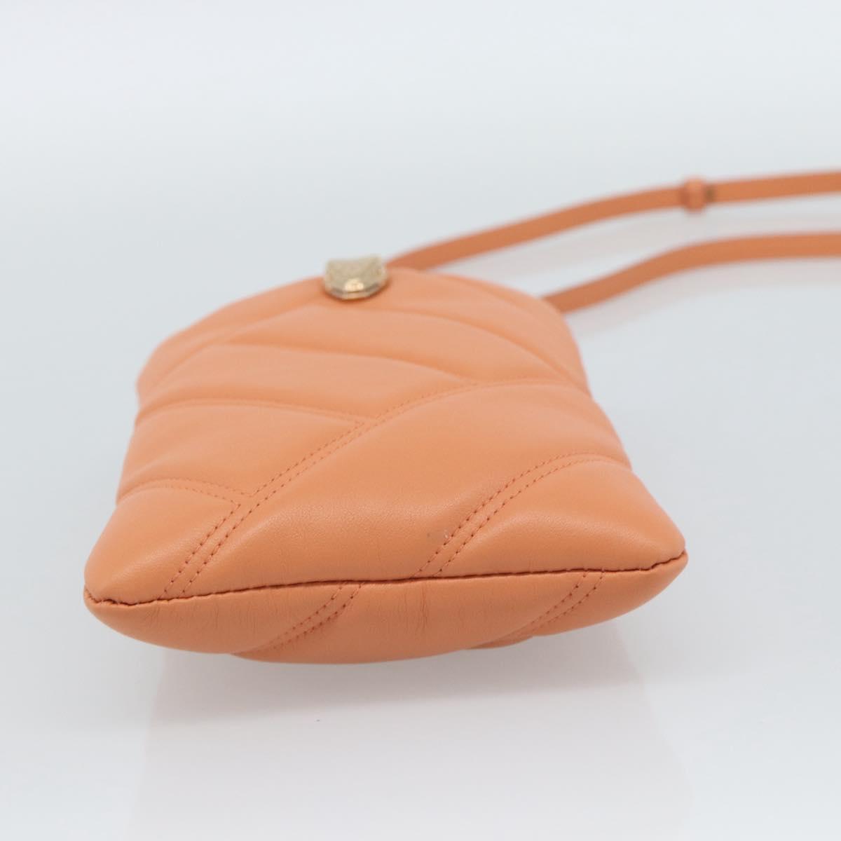 BVLGARI Shoulder Bag Leather Orange Gold Auth ka5074M