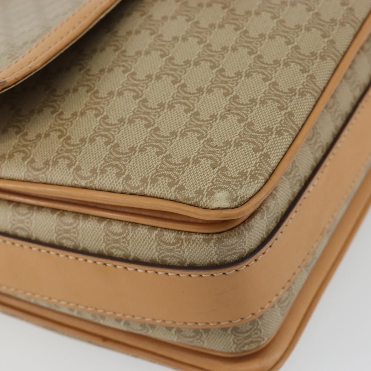 CELINE Macadam Canvas Shoulder Bag PVC Beige Gold Auth ka5075