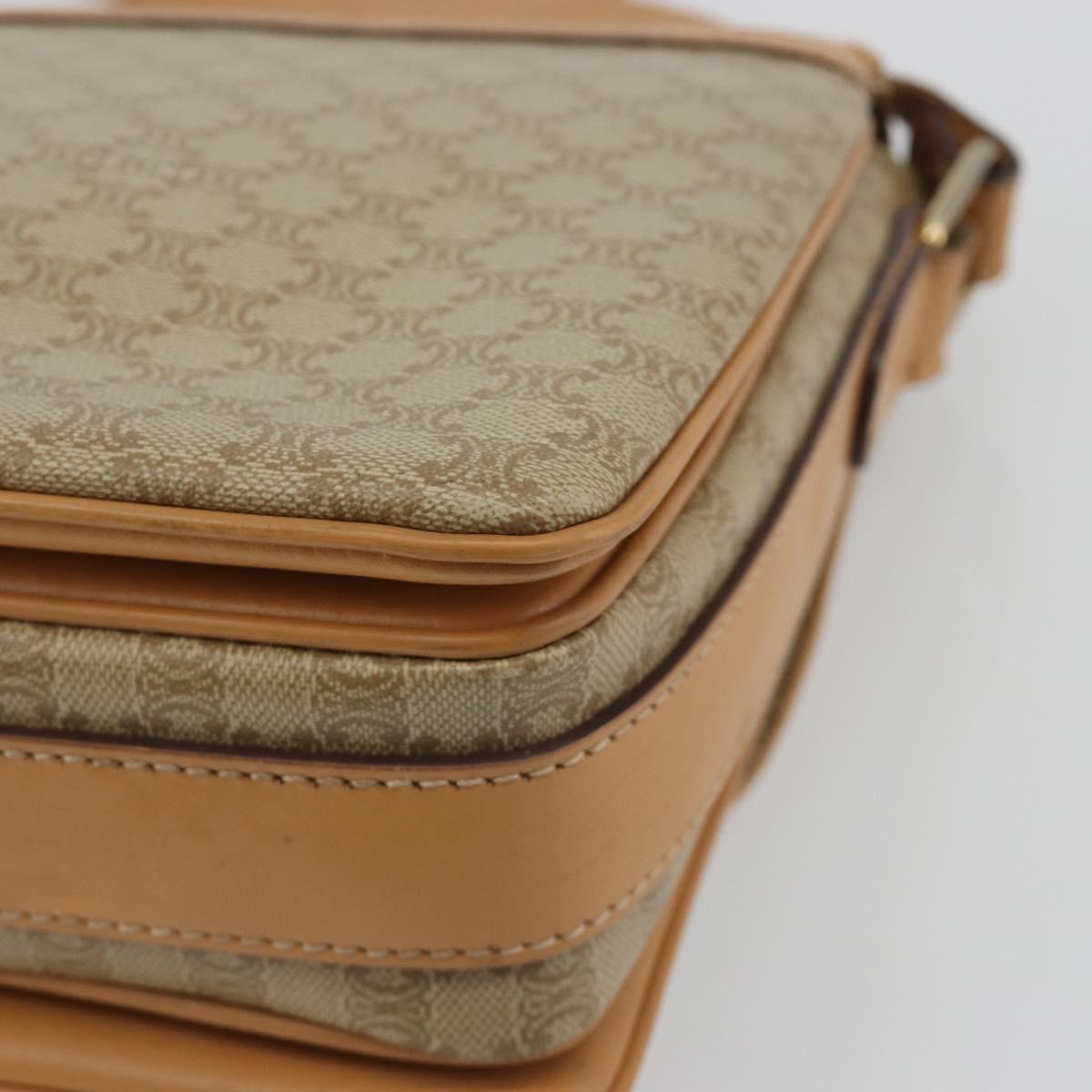 CELINE Macadam Canvas Shoulder Bag PVC Beige Gold Auth ka5075