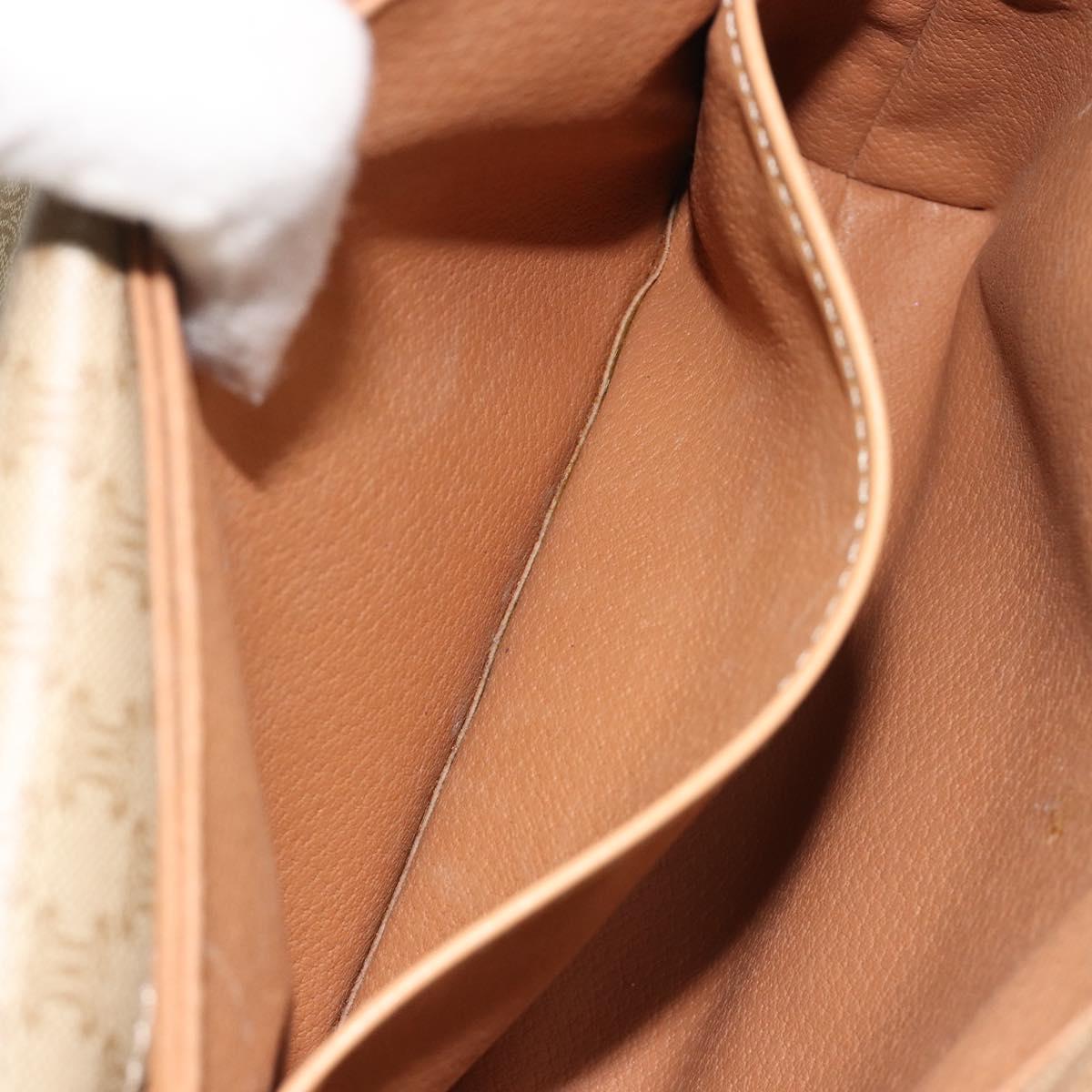 CELINE Macadam Canvas Shoulder Bag PVC Beige Gold Auth ka5075