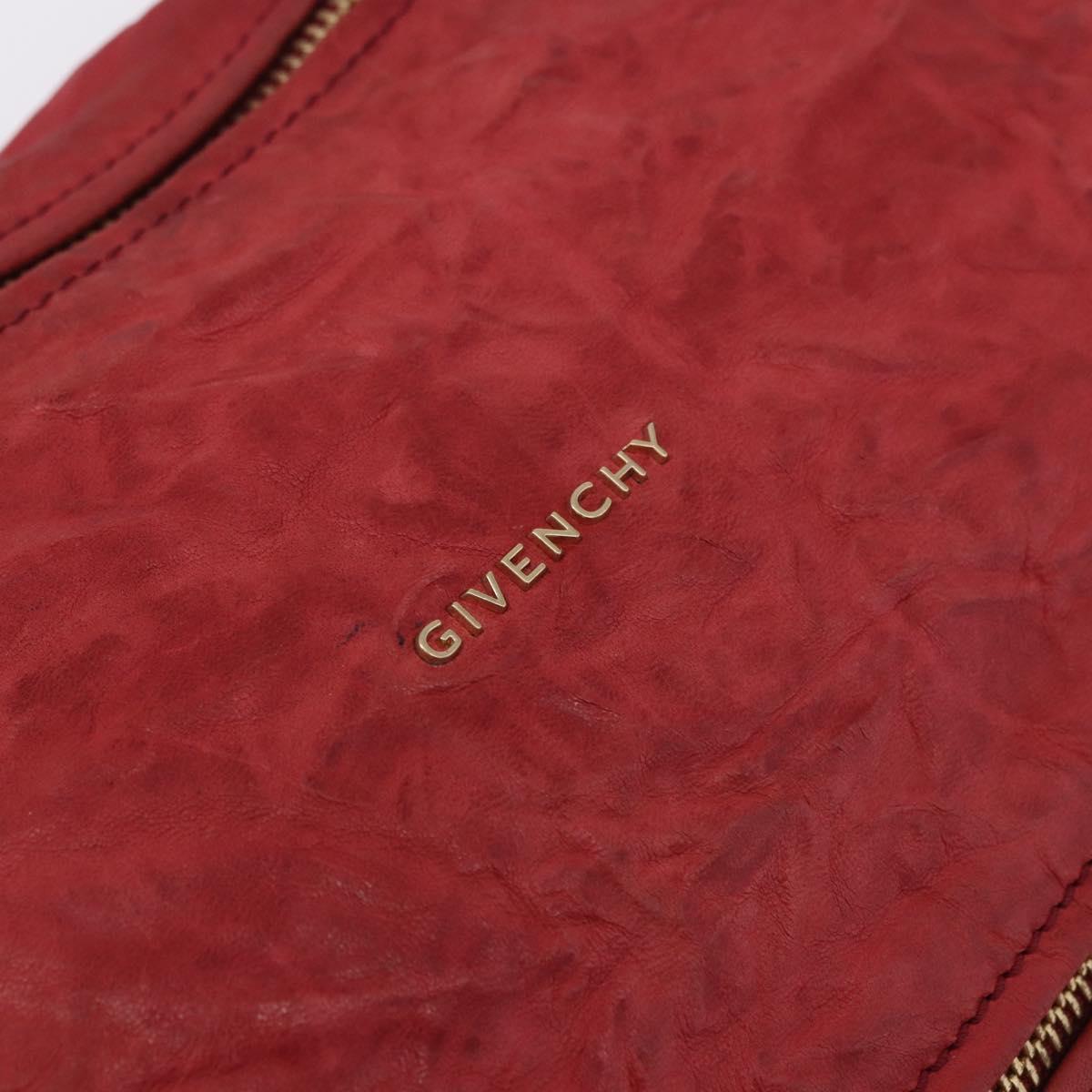 GIVENCHY Tote Bag Leather 2way Red Gold Auth ka5076A