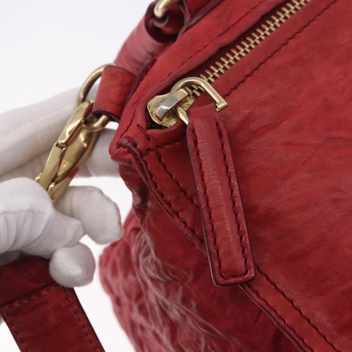 GIVENCHY Tote Bag Leather 2way Red Gold Auth ka5076A