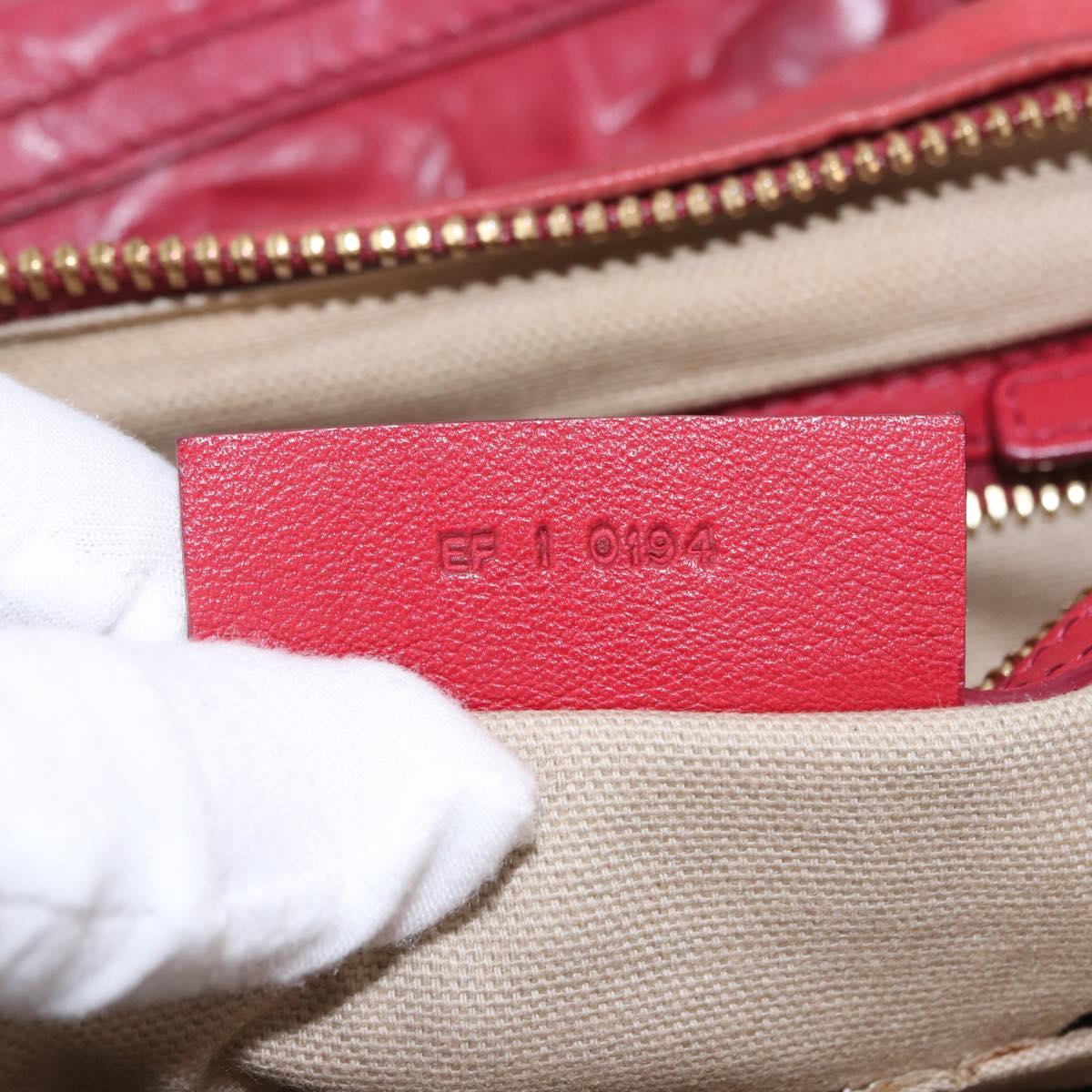 GIVENCHY Tote Bag Leather 2way Red Gold Auth ka5076A