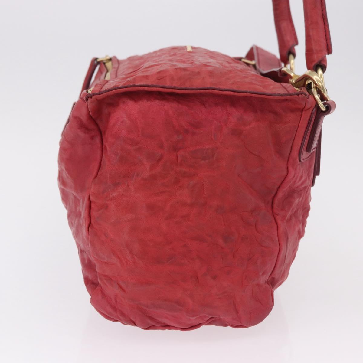 GIVENCHY Tote Bag Leather 2way Red Gold Auth ka5076A