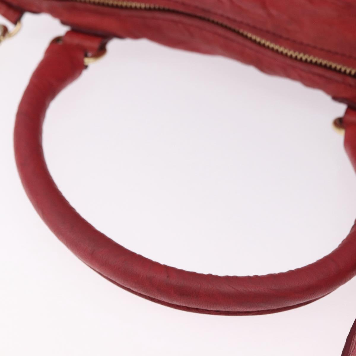 GIVENCHY Tote Bag Leather 2way Red Gold Auth ka5076A