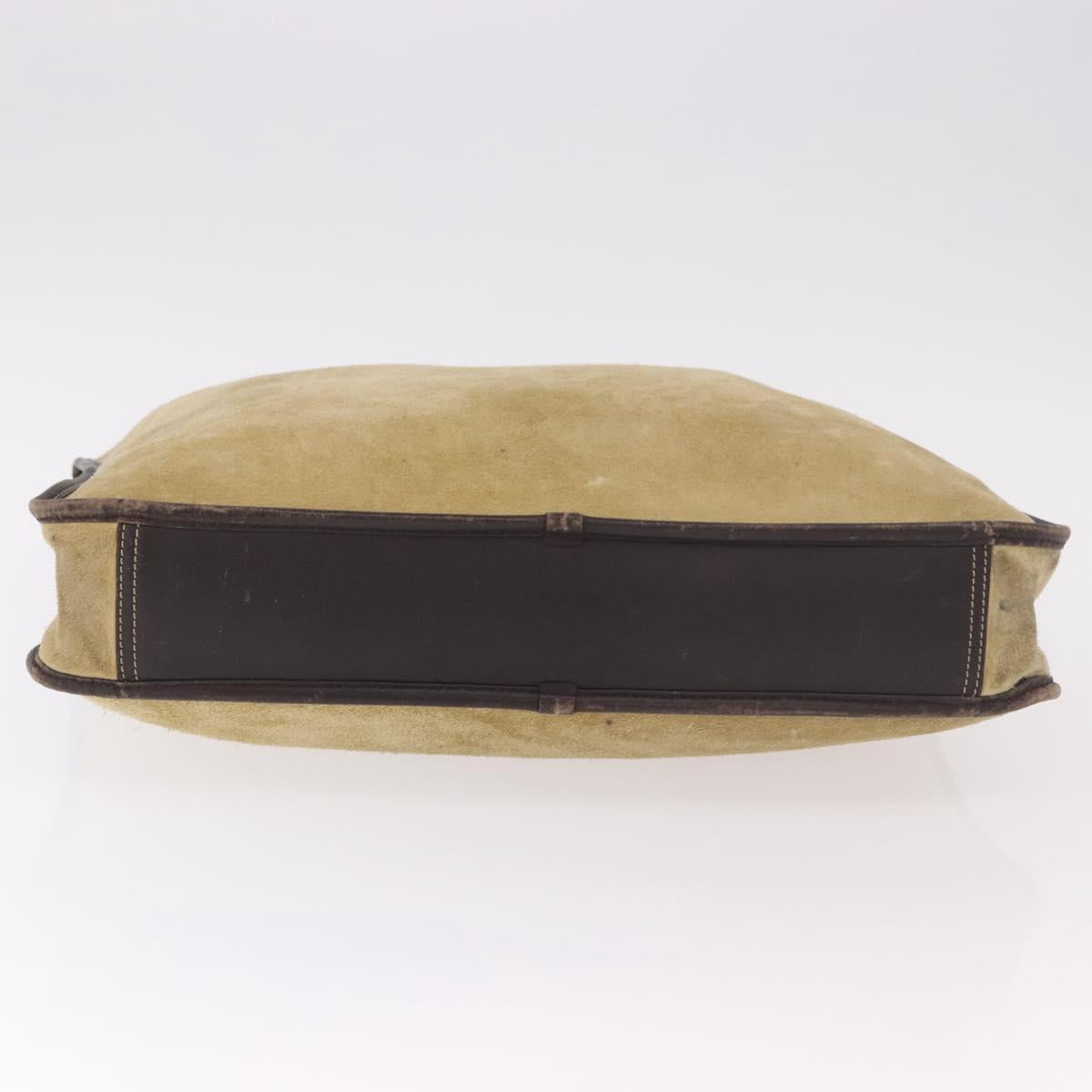 LOEWE Anagram Hand Bag Suede Beige Gold Auth ka5077