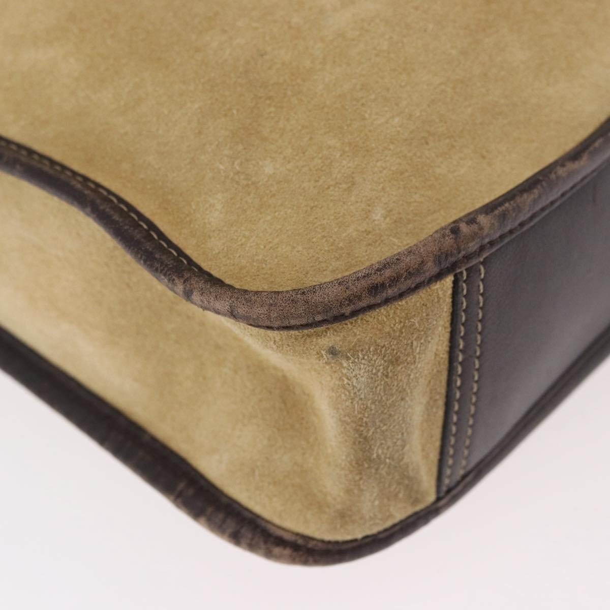 LOEWE Anagram Hand Bag Suede Beige Gold Auth ka5077