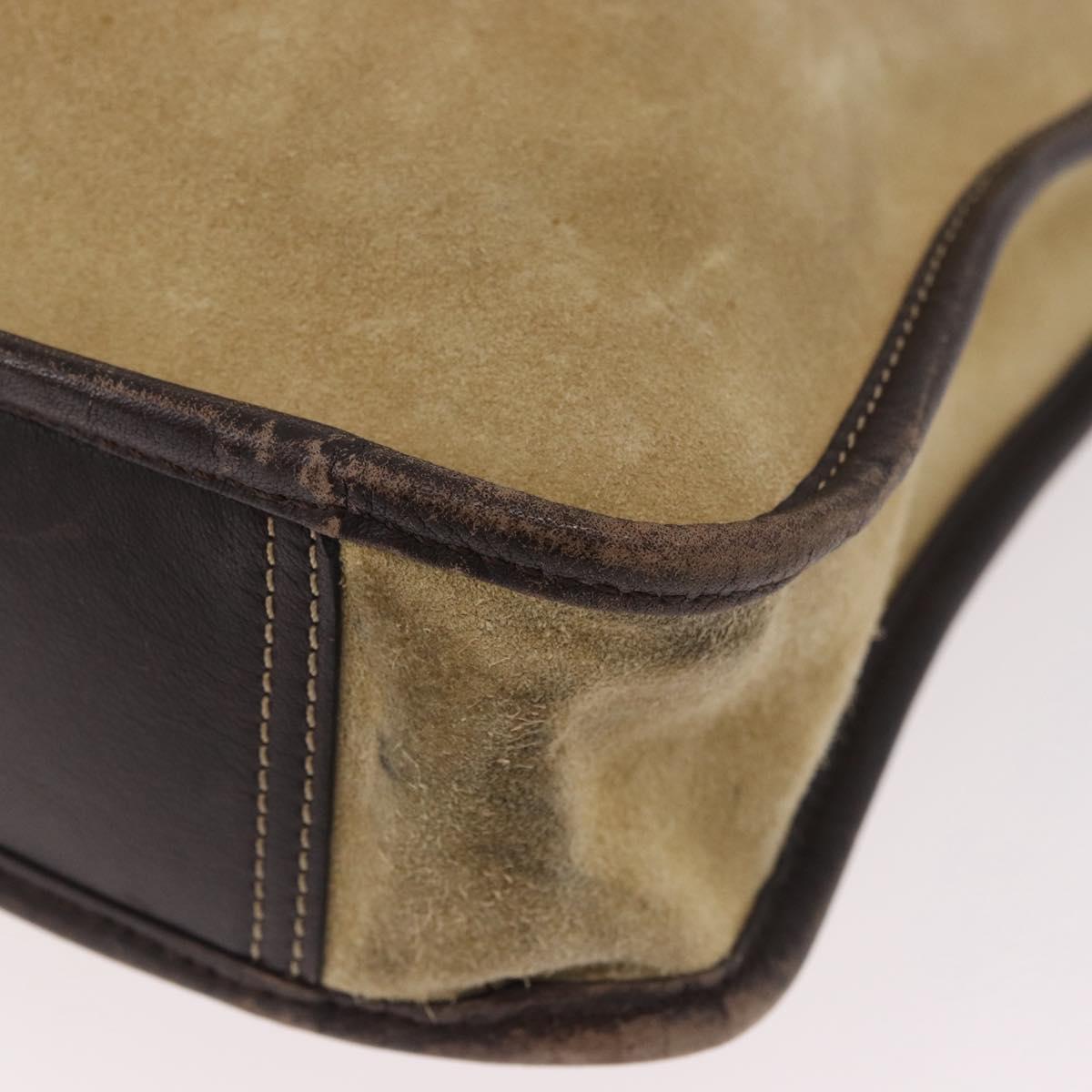 LOEWE Anagram Hand Bag Suede Beige Gold Auth ka5077