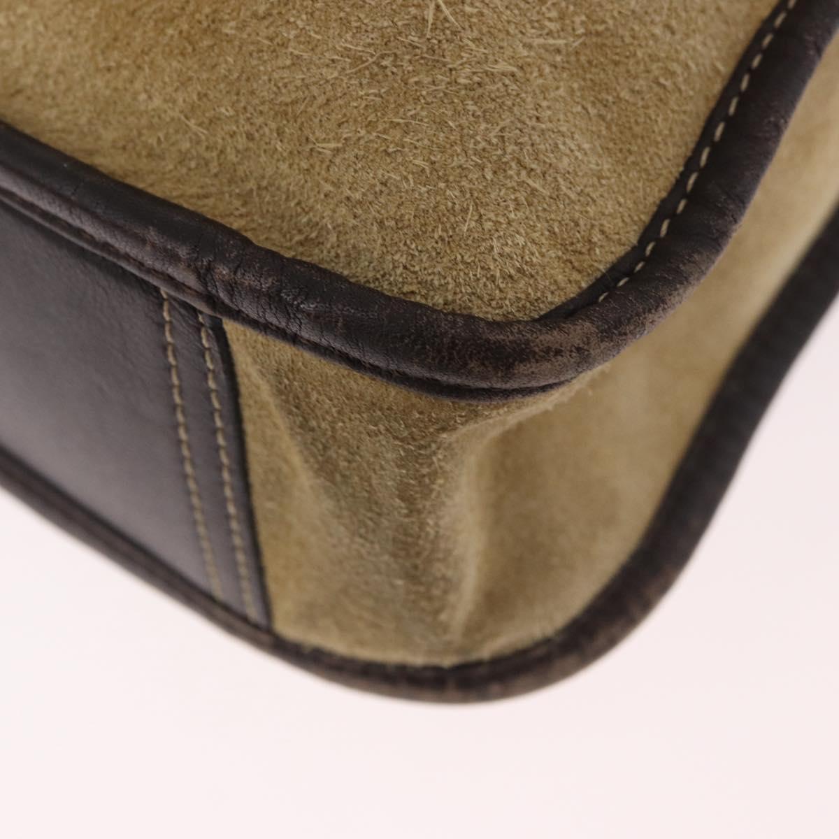 LOEWE Anagram Hand Bag Suede Beige Gold Auth ka5077