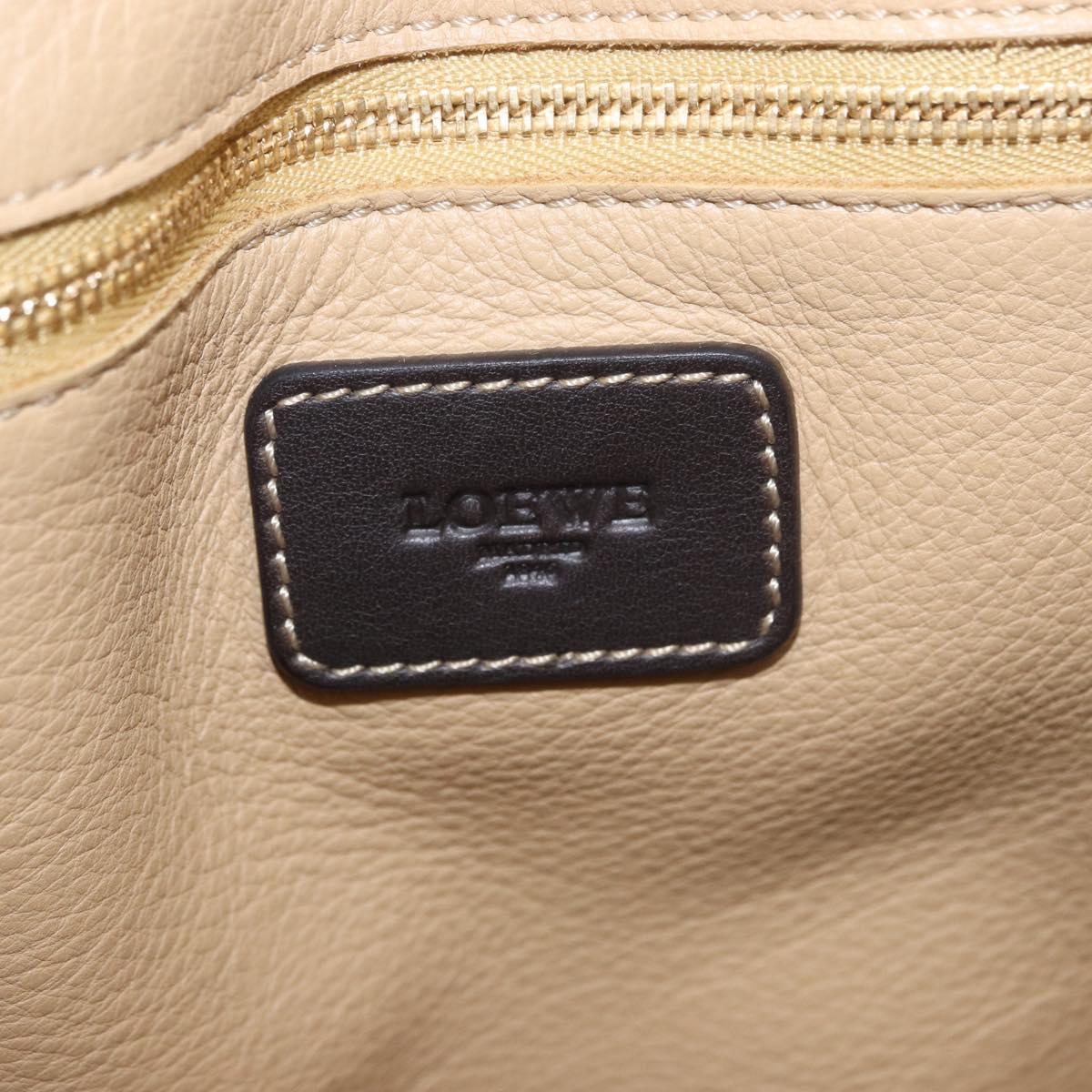 LOEWE Anagram Hand Bag Suede Beige Gold Auth ka5077