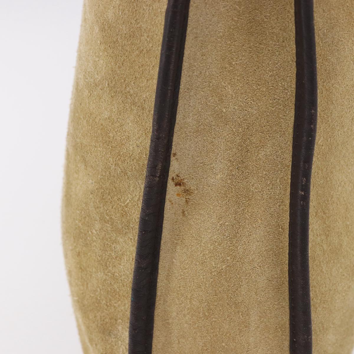 LOEWE Anagram Hand Bag Suede Beige Gold Auth ka5077