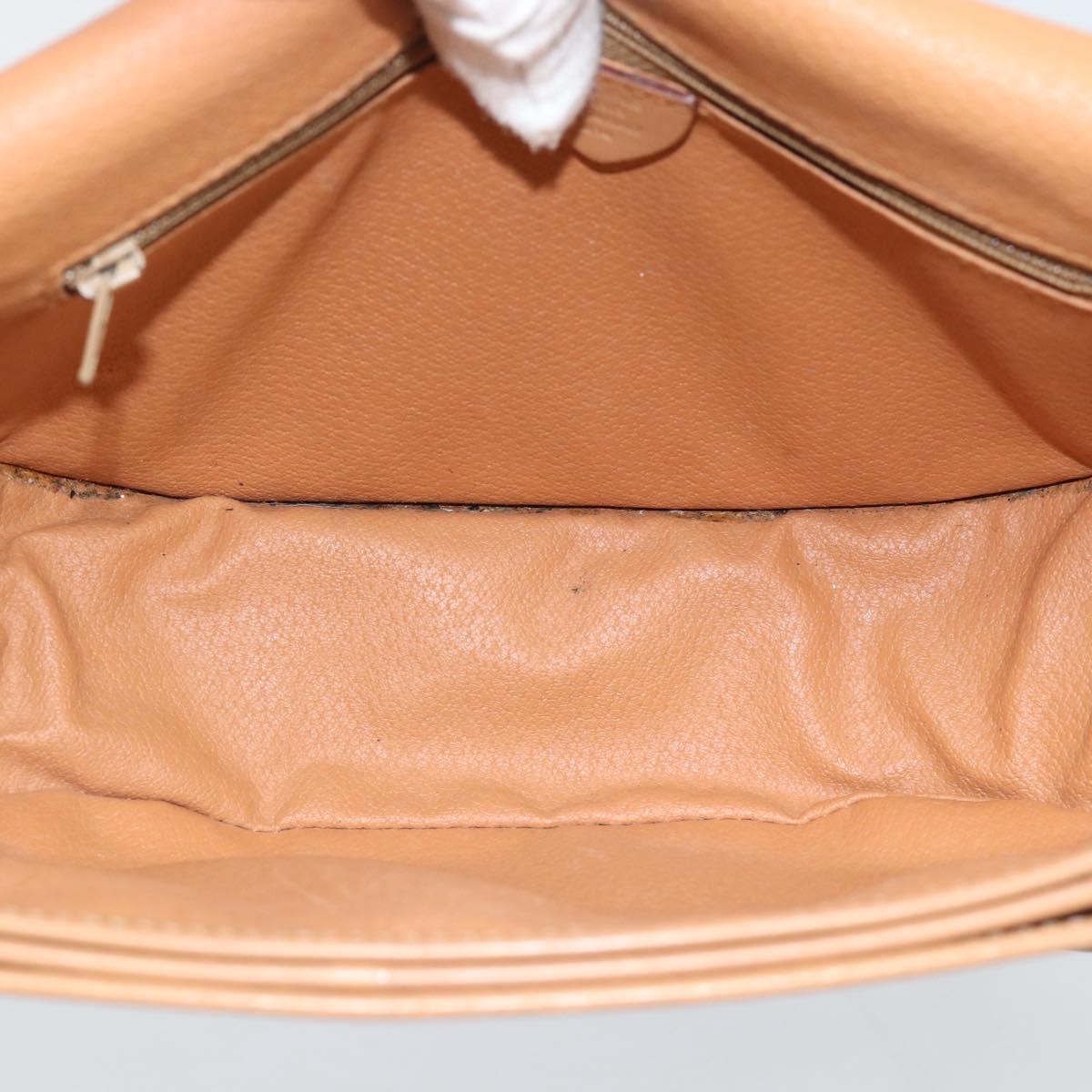 CELINE Macadam Canvas Shoulder Bag PVC Leather Brown Gold Auth ka5079
