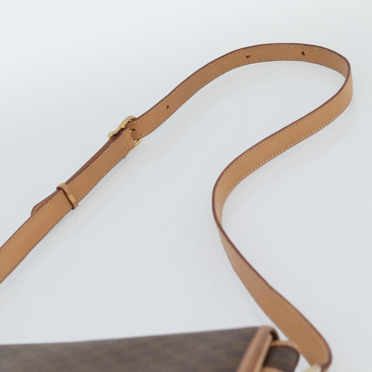CELINE Macadam Canvas Shoulder Bag PVC Leather Brown Gold Auth ka5079