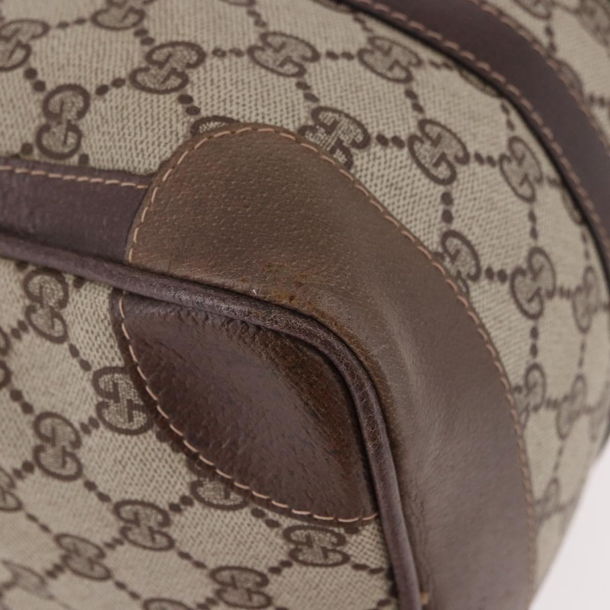 GUCCI GG Supreme Web Sherry Line Boston Bag PVC Beige Gold Auth ka5081
