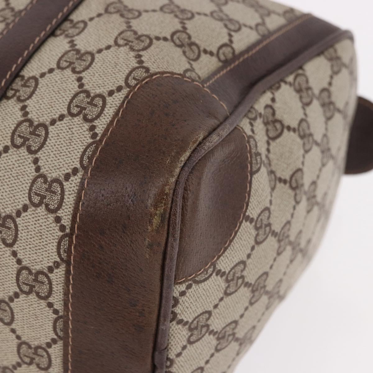 GUCCI GG Supreme Web Sherry Line Boston Bag PVC Beige Gold Auth ka5081