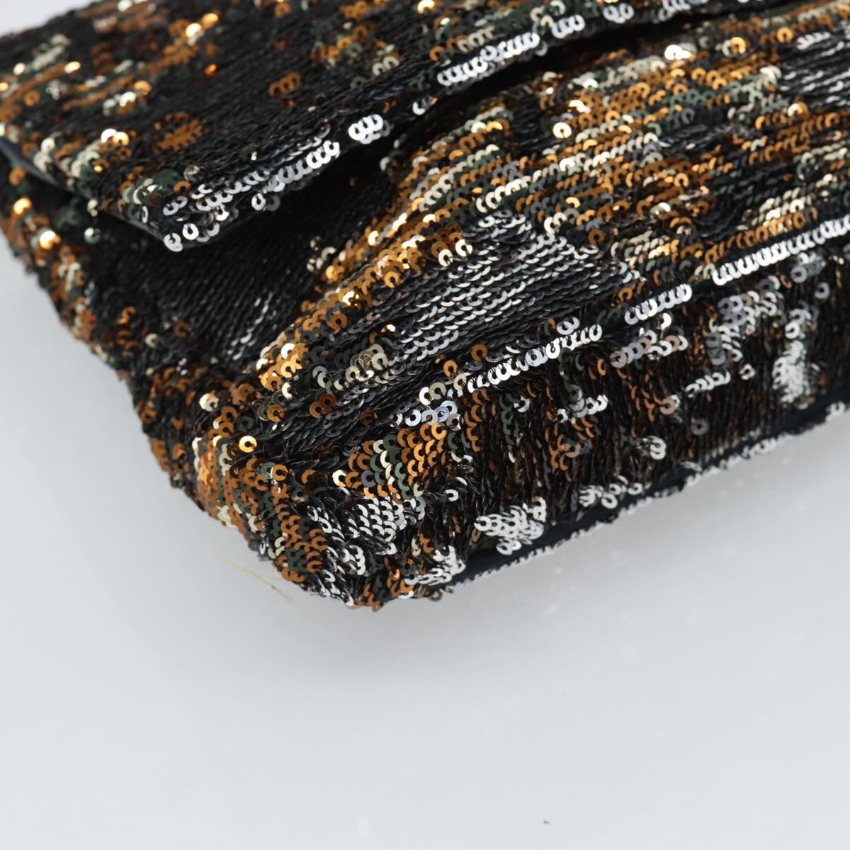 Miu Miu Shoulder Bag Sequin Black Gold Auth ka5086M