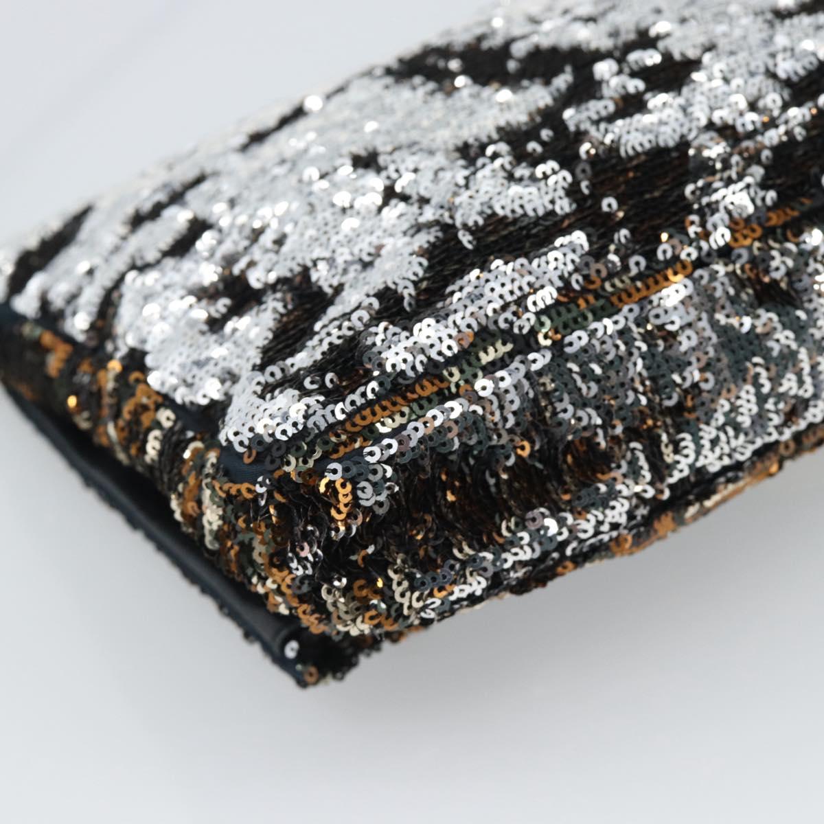 Miu Miu Shoulder Bag Sequin Black Gold Auth ka5086M