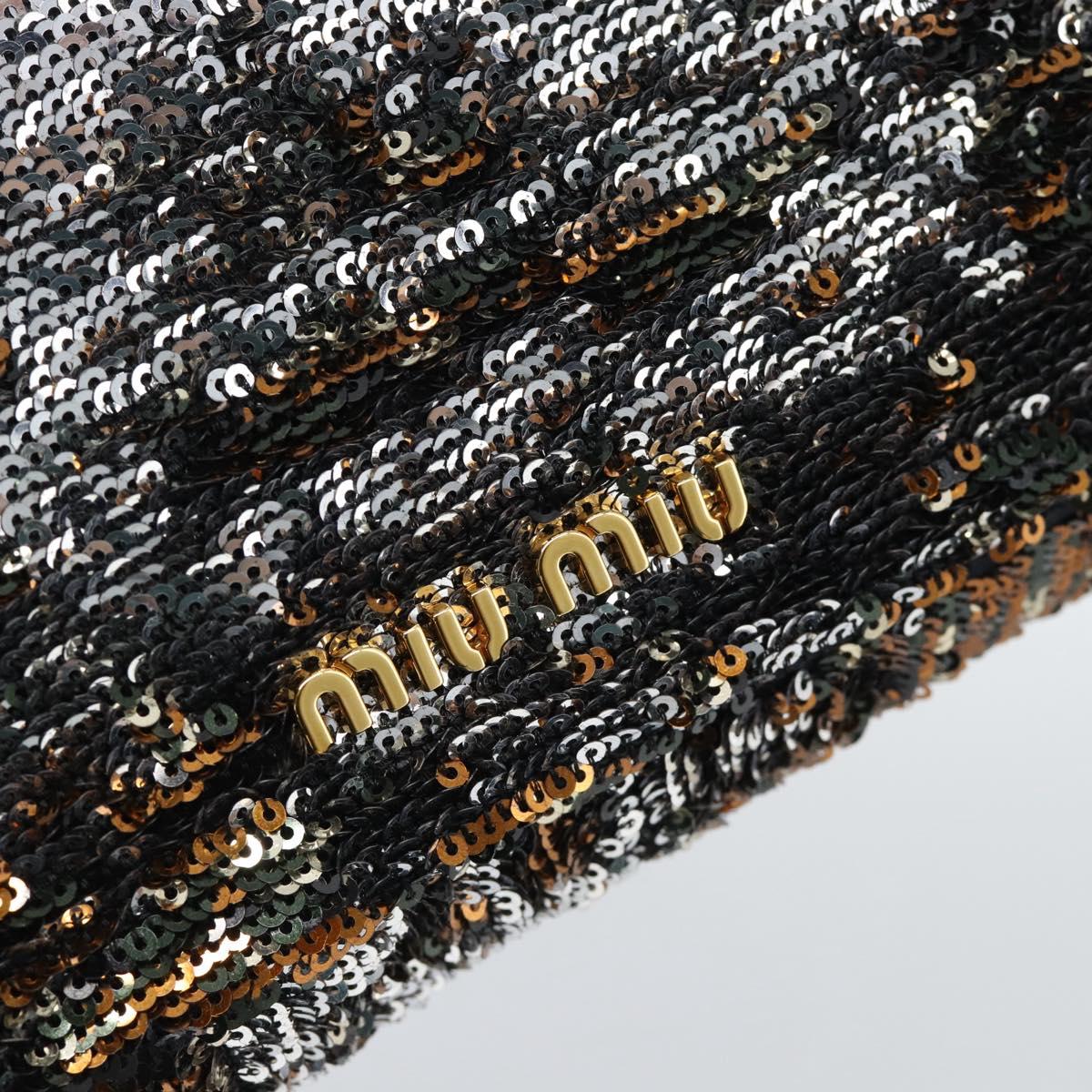 Miu Miu Shoulder Bag Sequin Black Gold Auth ka5086M