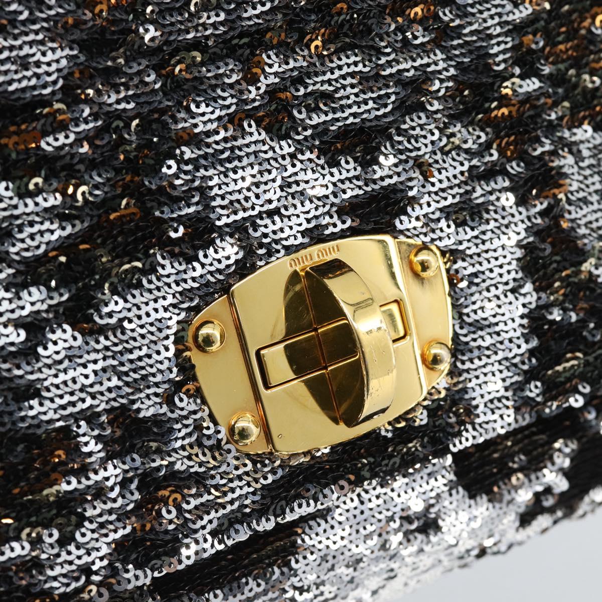 Miu Miu Shoulder Bag Sequin Black Gold Auth ka5086M