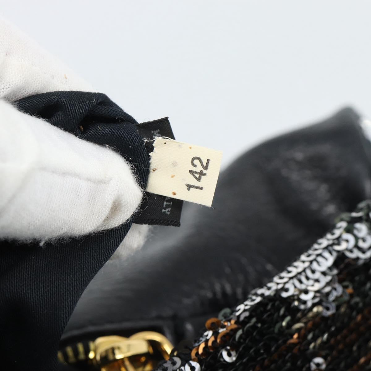 Miu Miu Shoulder Bag Sequin Black Gold Auth ka5086M