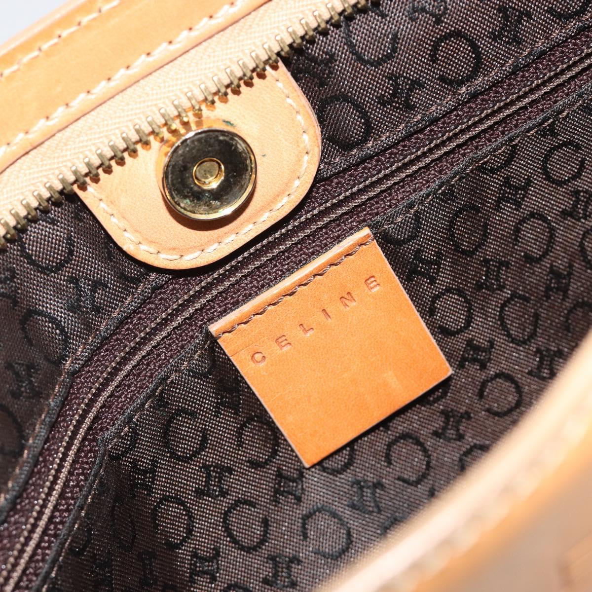 CELINE C Macadam Chain Clutch Bag Suede Brown Gold Auth ka5100A