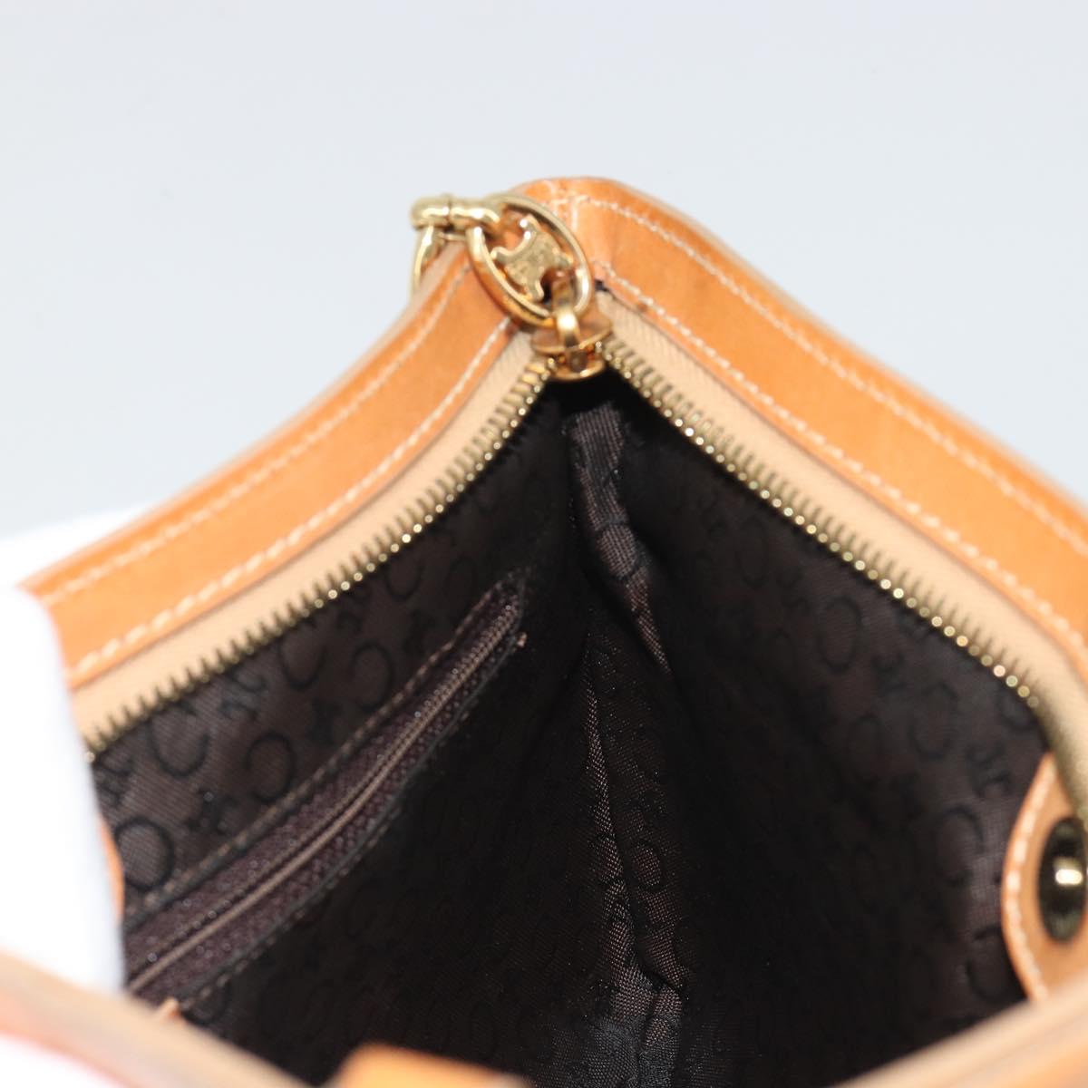 CELINE C Macadam Chain Clutch Bag Suede Brown Gold Auth ka5100A