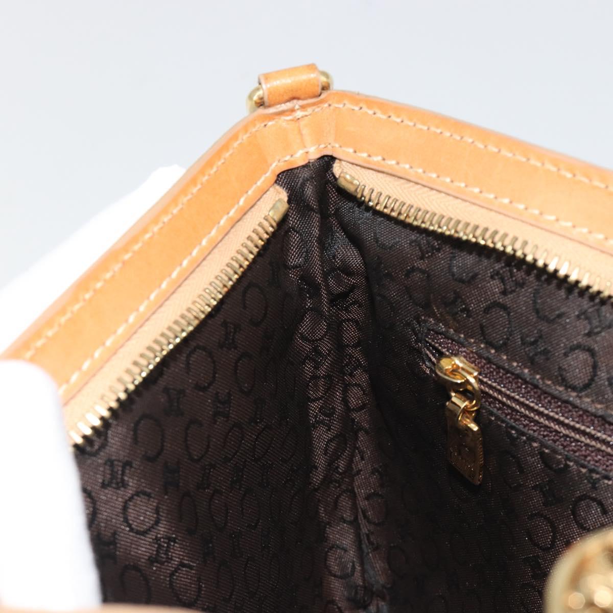 CELINE C Macadam Chain Clutch Bag Suede Brown Gold Auth ka5100A