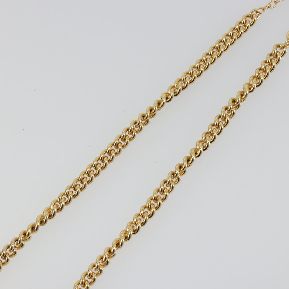 Christian Dior Rhinestone Necklace Metal Gold Tone Auth ka5106