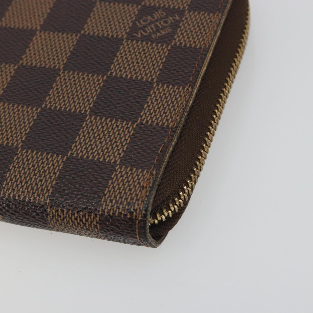 LOUIS VUITTON Damier Ebene Zippy Organizer Long Wallet N60003 LV Auth ka5107A