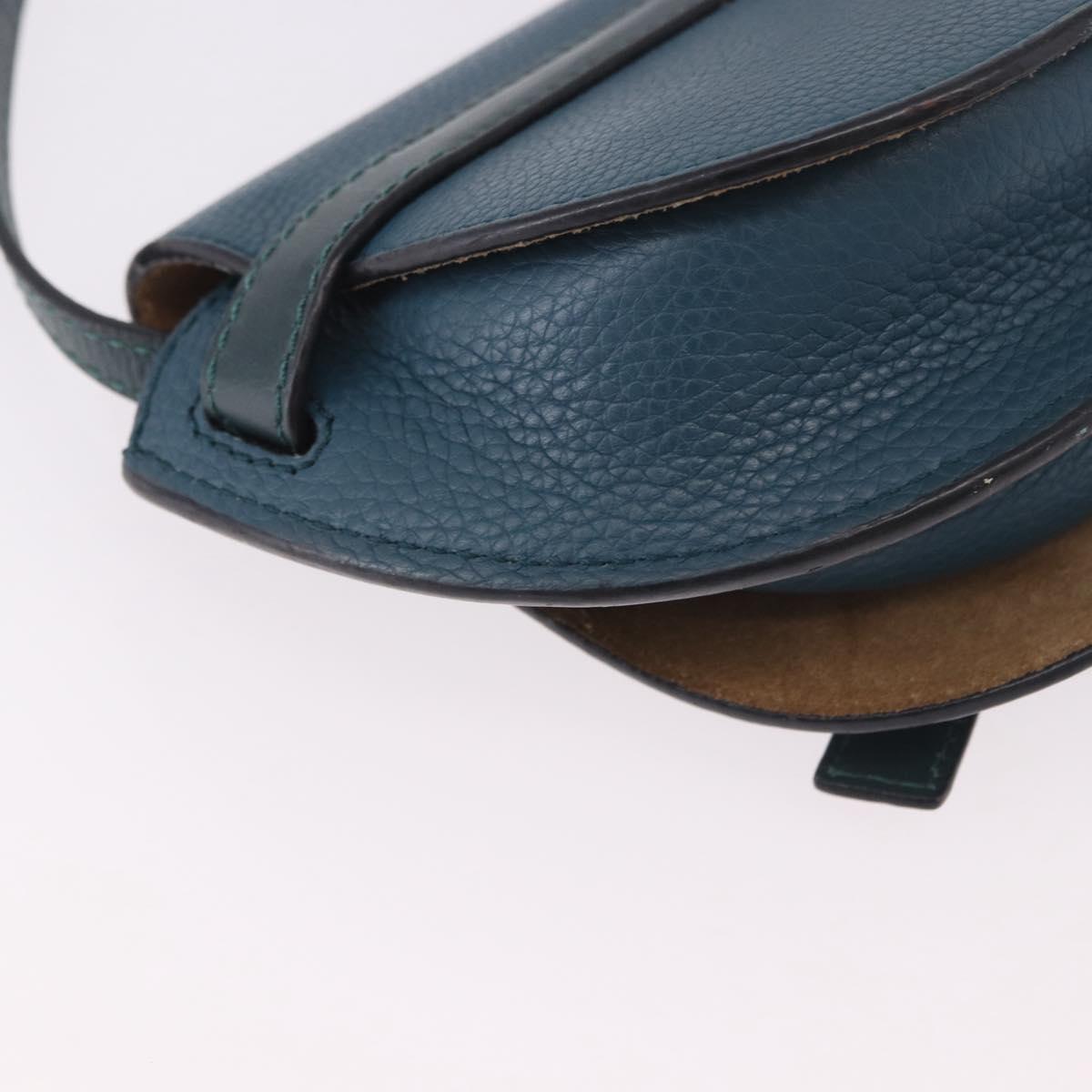LOEWE Anagram Shoulder Bag Leather Blue Auth ka5108A