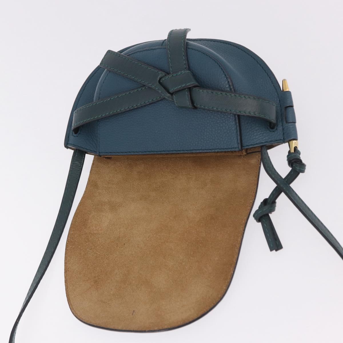 LOEWE Anagram Shoulder Bag Leather Blue Auth ka5108A