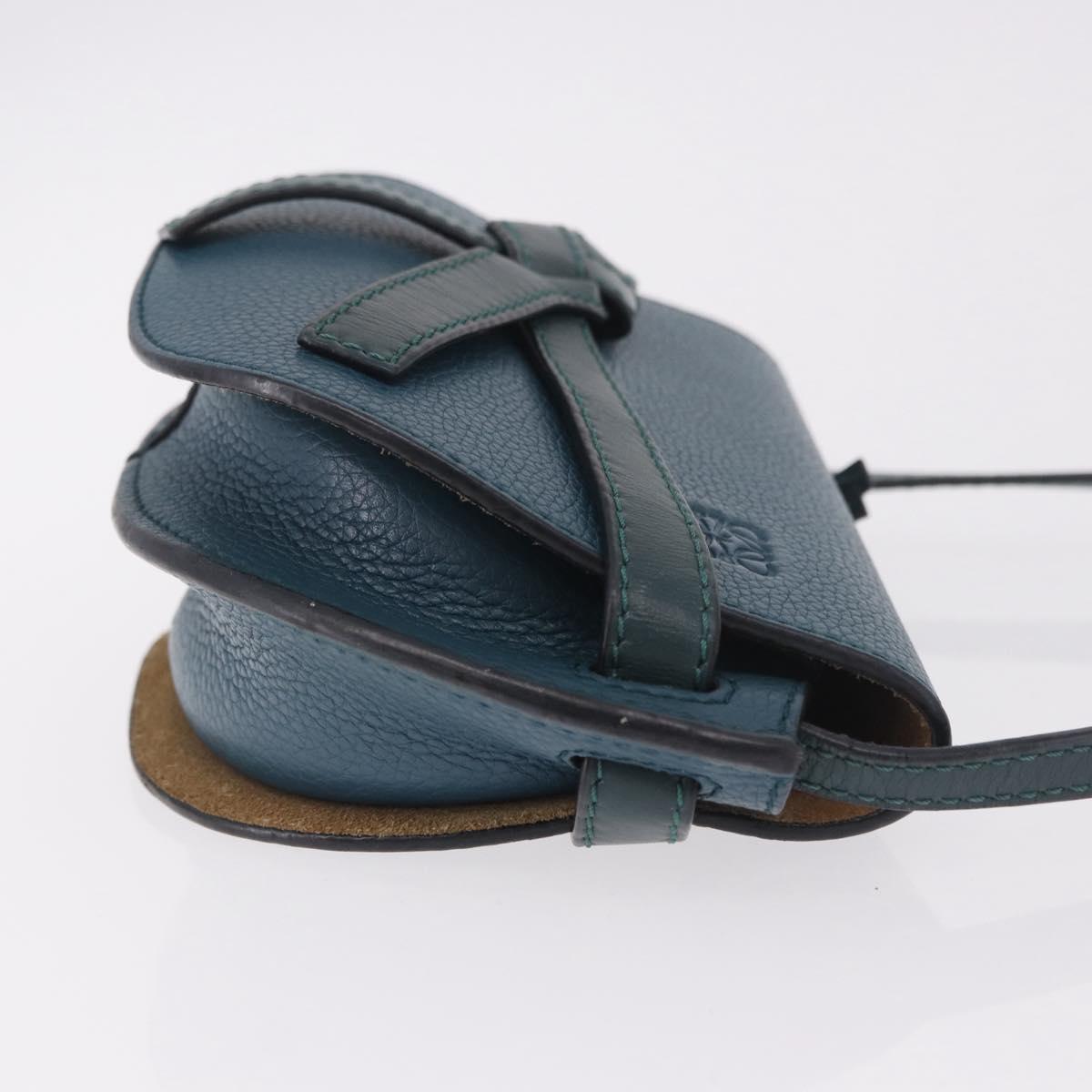 LOEWE Anagram Shoulder Bag Leather Blue Auth ka5108A