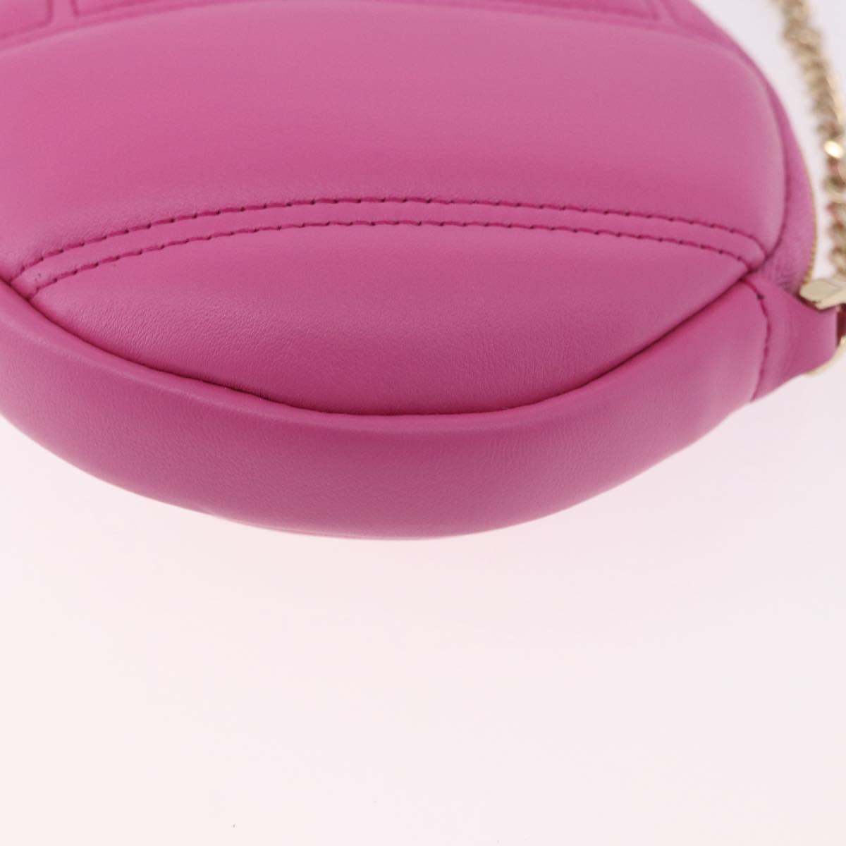 BVLGARI Shoulder Bag Leather Pink Gold Auth ka5109M